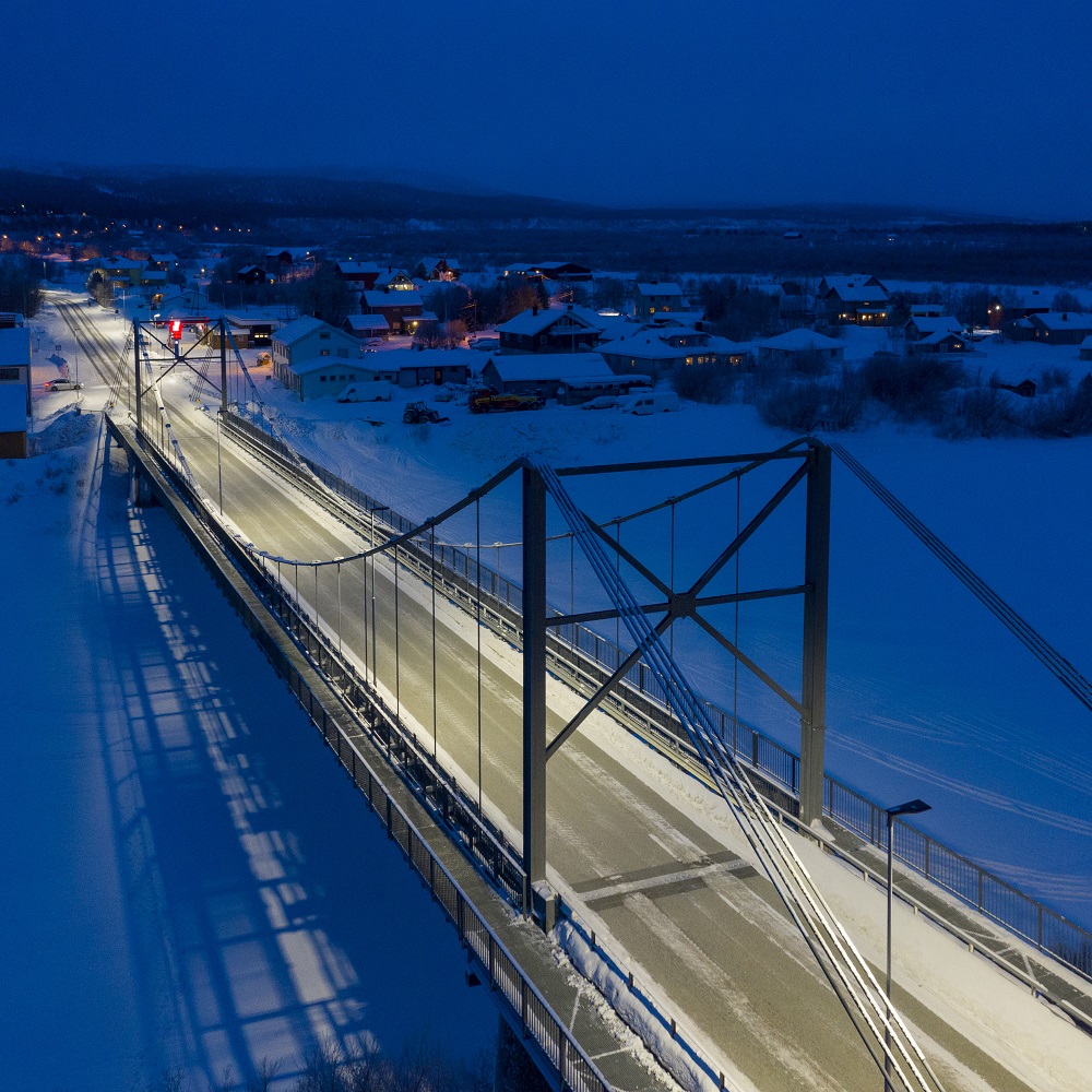 Karasjok, rv 92 Karasjok - veibelysning - 20220223-1018